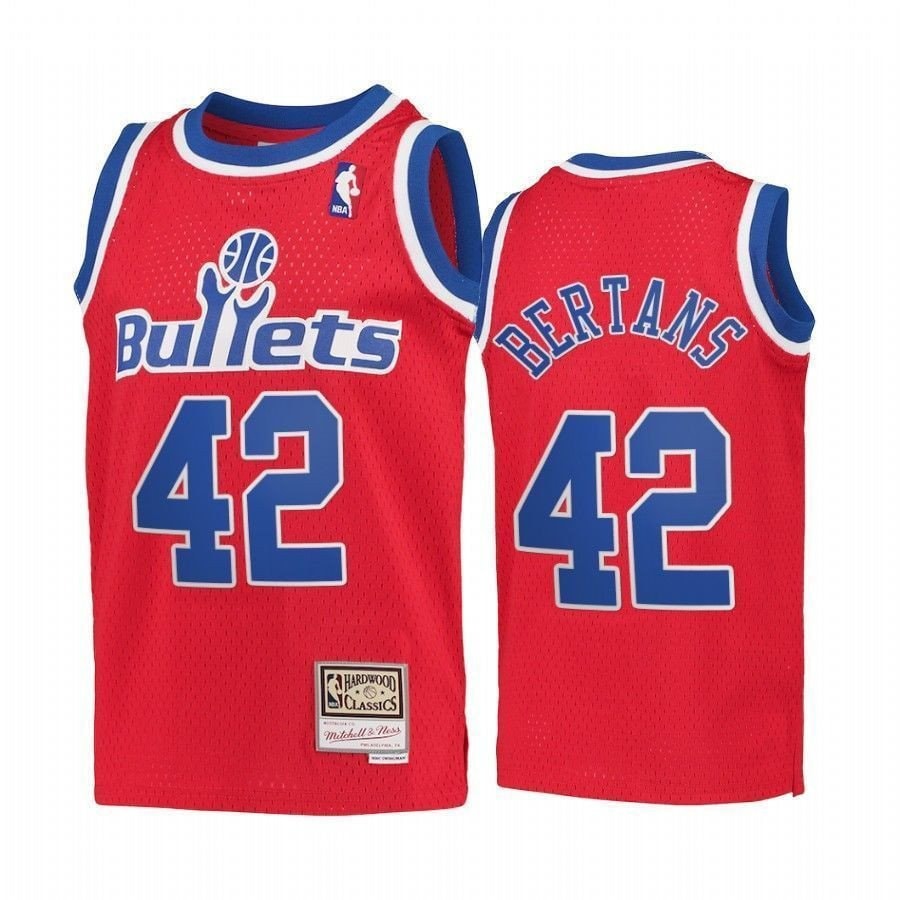 Youth Davis Bertans Washington Wizards Red Hardwood Classics Jersey S-3XL