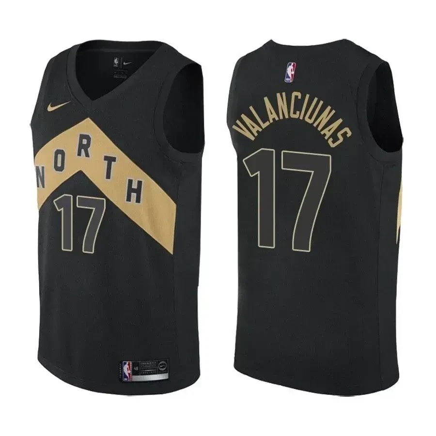 Raptors Jonas Valanciunas #17 City Edition Black Jersey Mens S-3XL