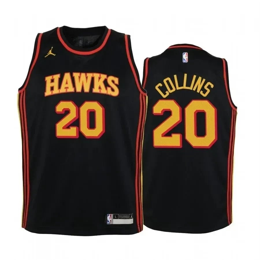 Youth John Collins Atlanta Hawks Black Statement Jersey Jumpman S-3XL