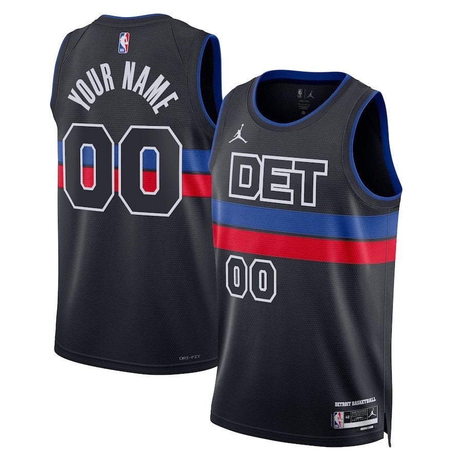 Detroit Pistons 2023/24 Statement Swingman Custom Men Jersey Black