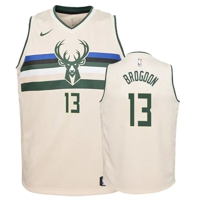 Youth Bucks Malcolm Brogdon 13 City Cream Multicolor Jersey