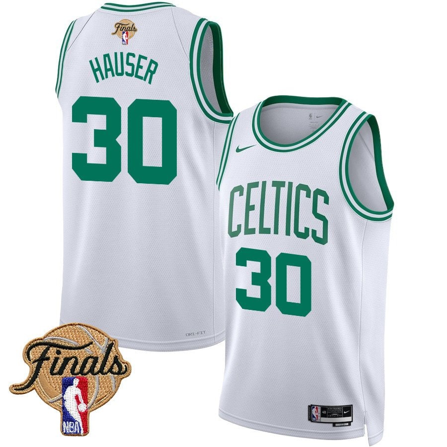 Sam Hauser 30 Boston Celtics 2024 Finals Patch Swingman Jersey Association Edition White