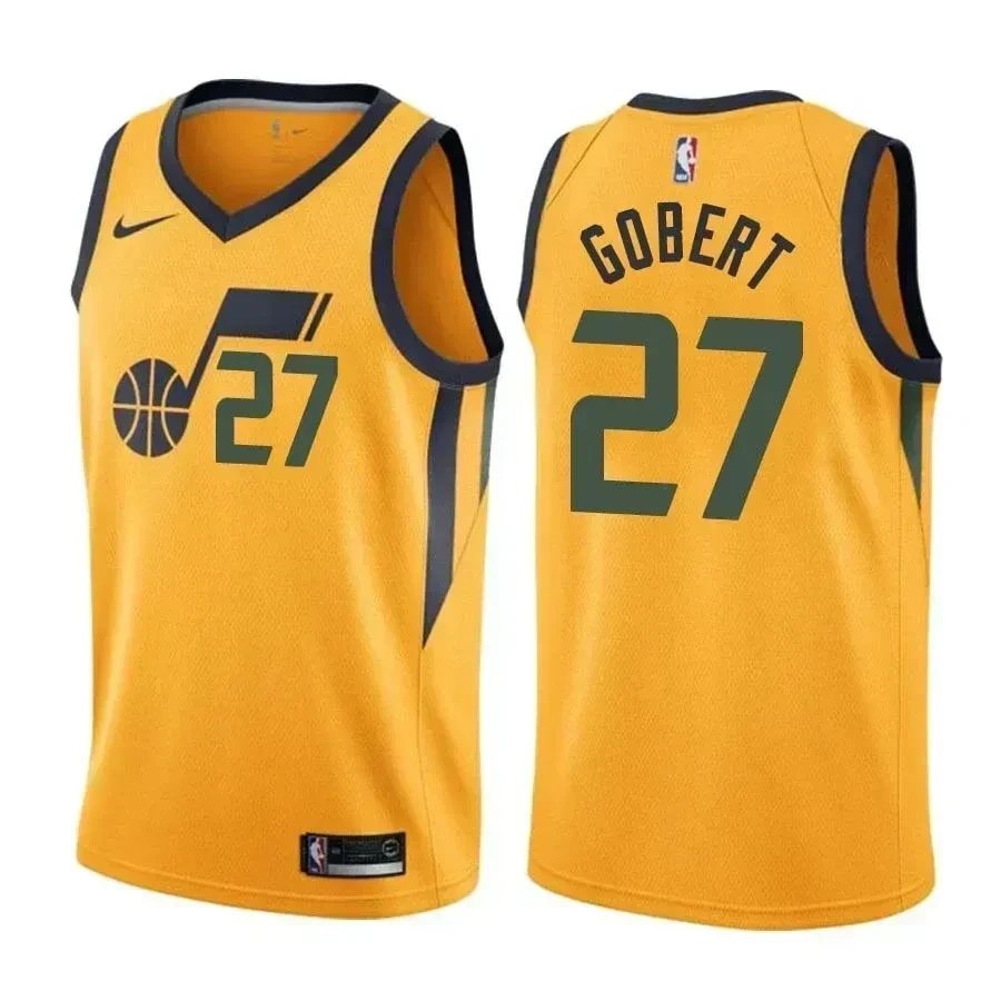 Men's Basketball Team Male Rudy Gobert 27 Statet Yellow Jersey