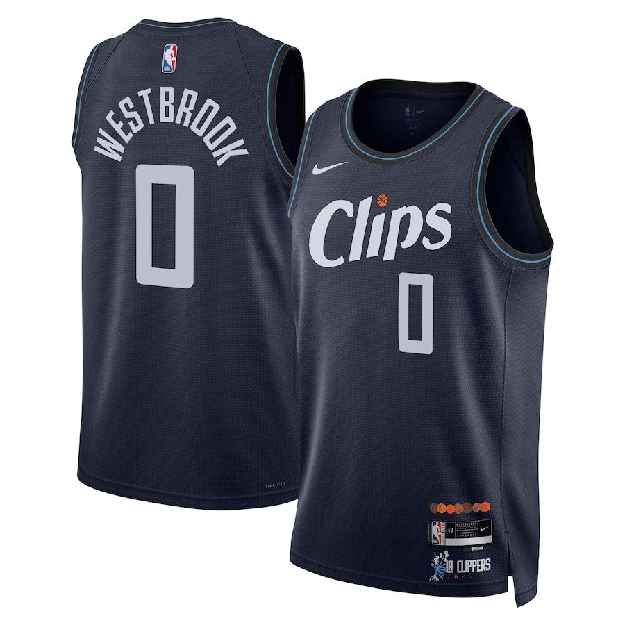 Russell Westbrook 0 LA Clippers 2023/24 City Edition Swingman Jersey Navy