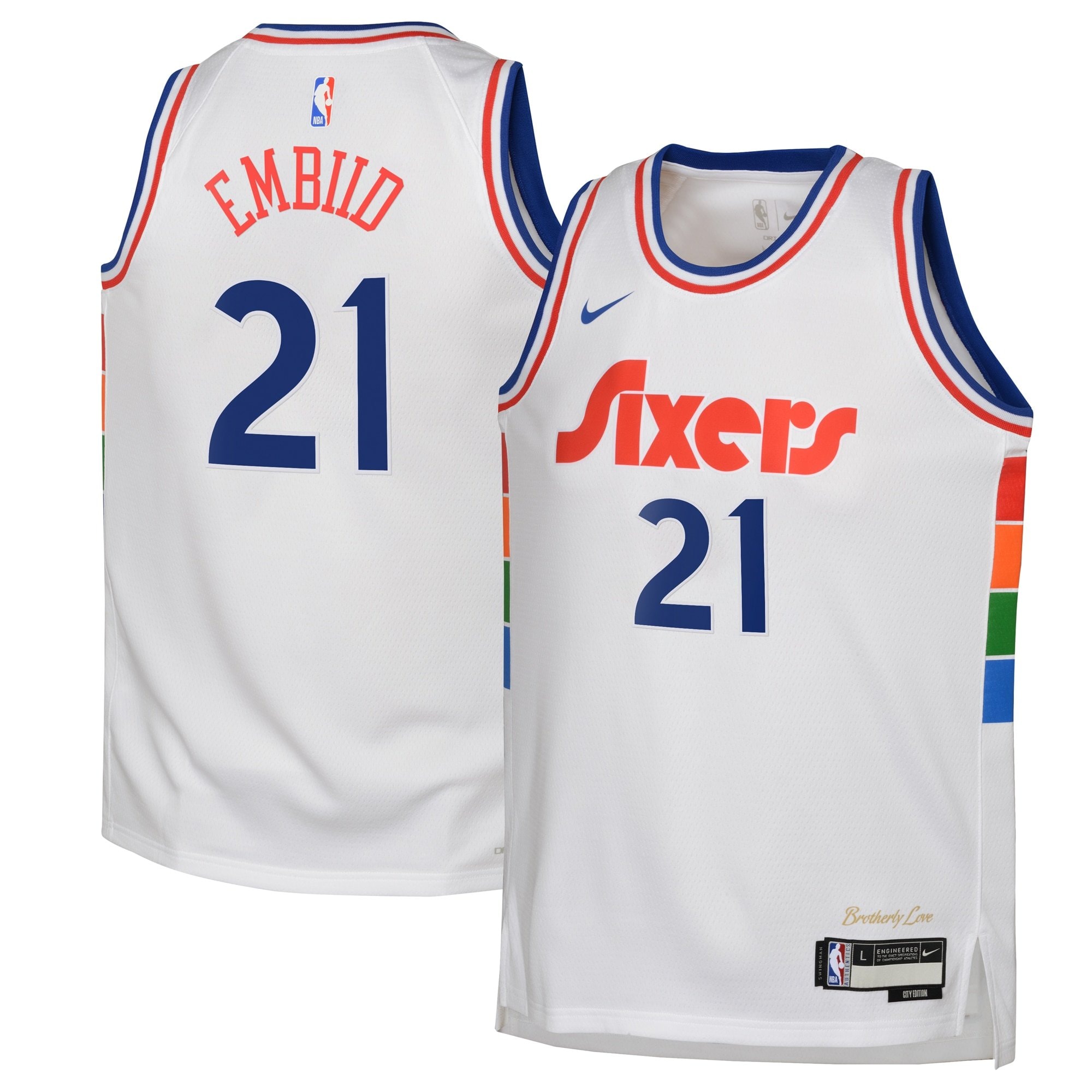 Philadelphia 76ers 2024 City Edition Swingman Jersey White Joel Embiid Youth S-3XL