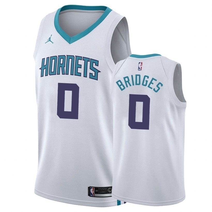 Men's Miles Bridges Hornets #0 Association White Basketball Jersey