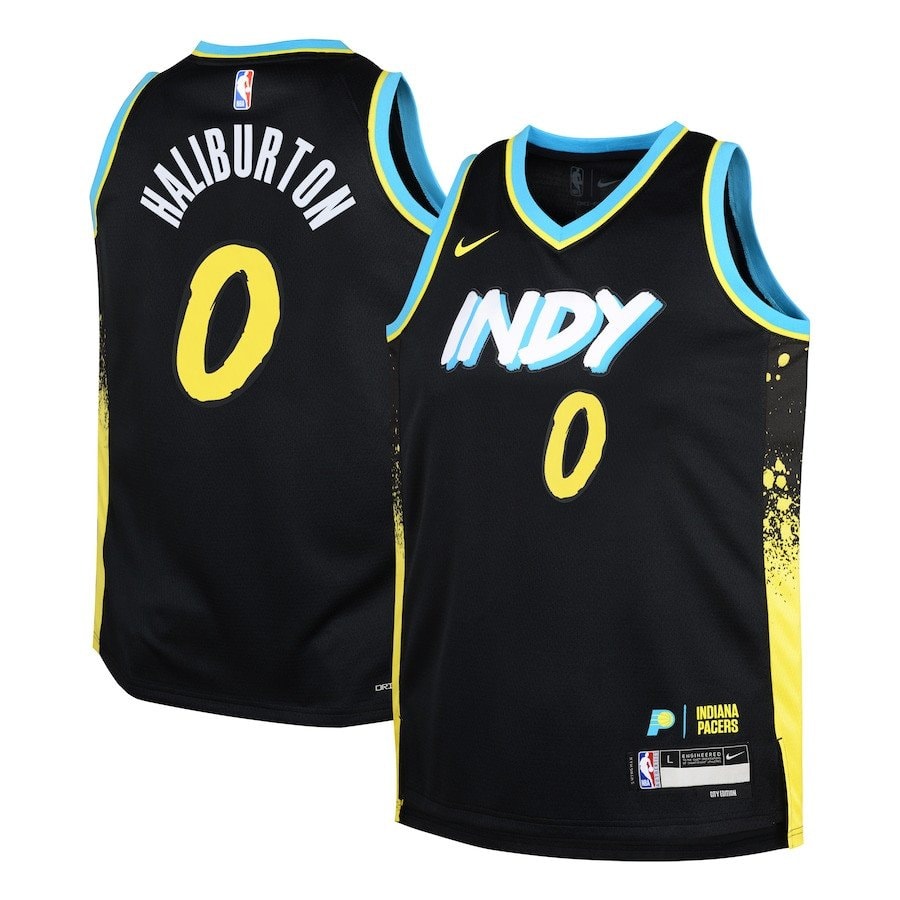 Tyrese Haliburton 0 Indiana Pacers 2023/24 City Edition Swingman Youth Jersey Black