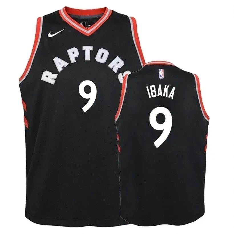 Youth Raptors Serge Ibaka #9 Stitched Black Jersey