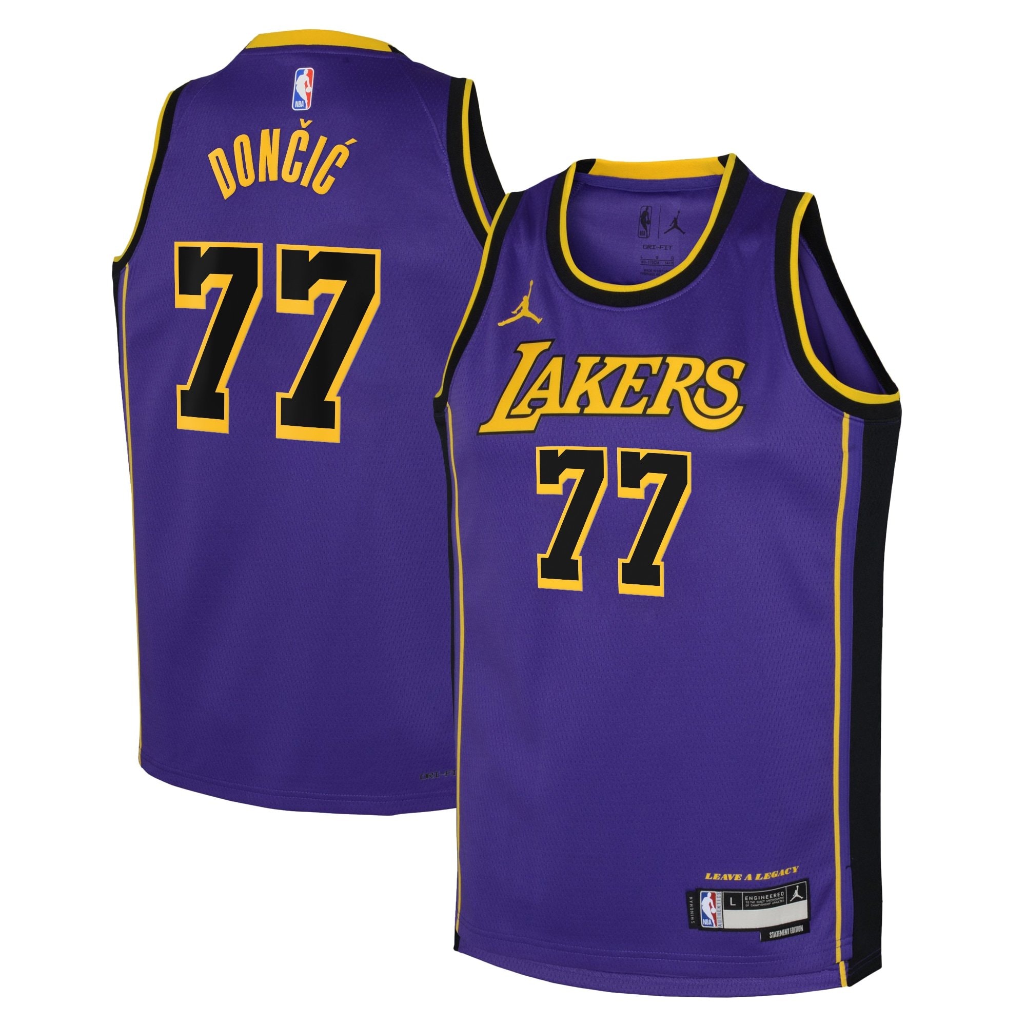 Los Angeles Lakers Jordan Brand Statement Edition Swingman Jersey Purple Luka Dončić Youth