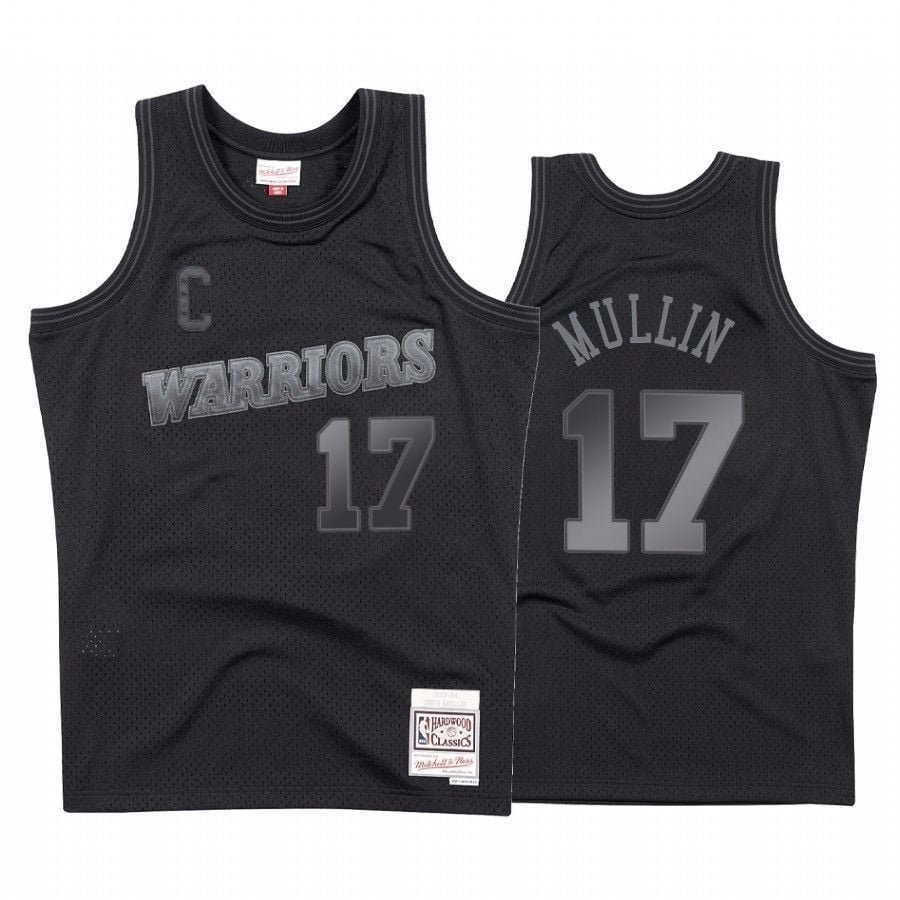 Men's Golden State Warriors Chris Mullin 17 Black Tonal Jersey