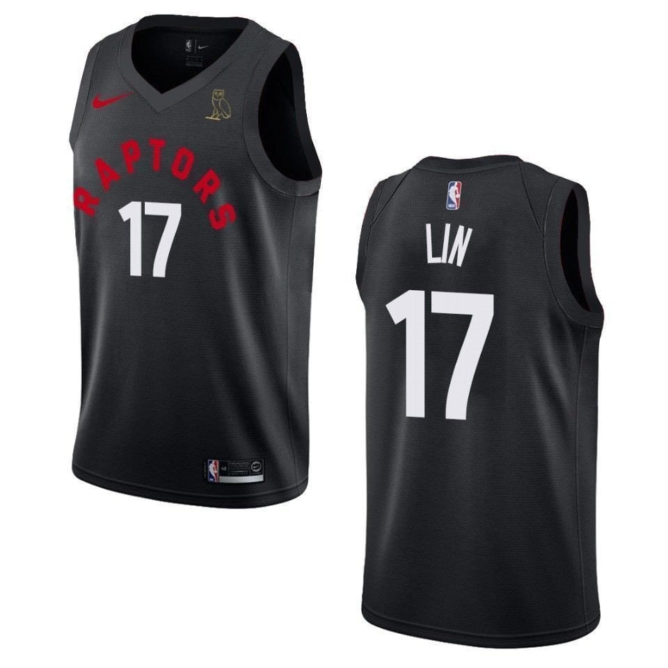 Men's Toronto Raptors Jeremy Lin #17 Drake OVO Collection Jersey Black Multicolor