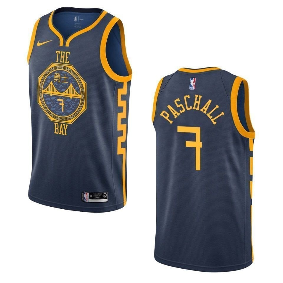 Men's Golden State Warriors 7 Eric Paschall City Swingman Jersey Navy