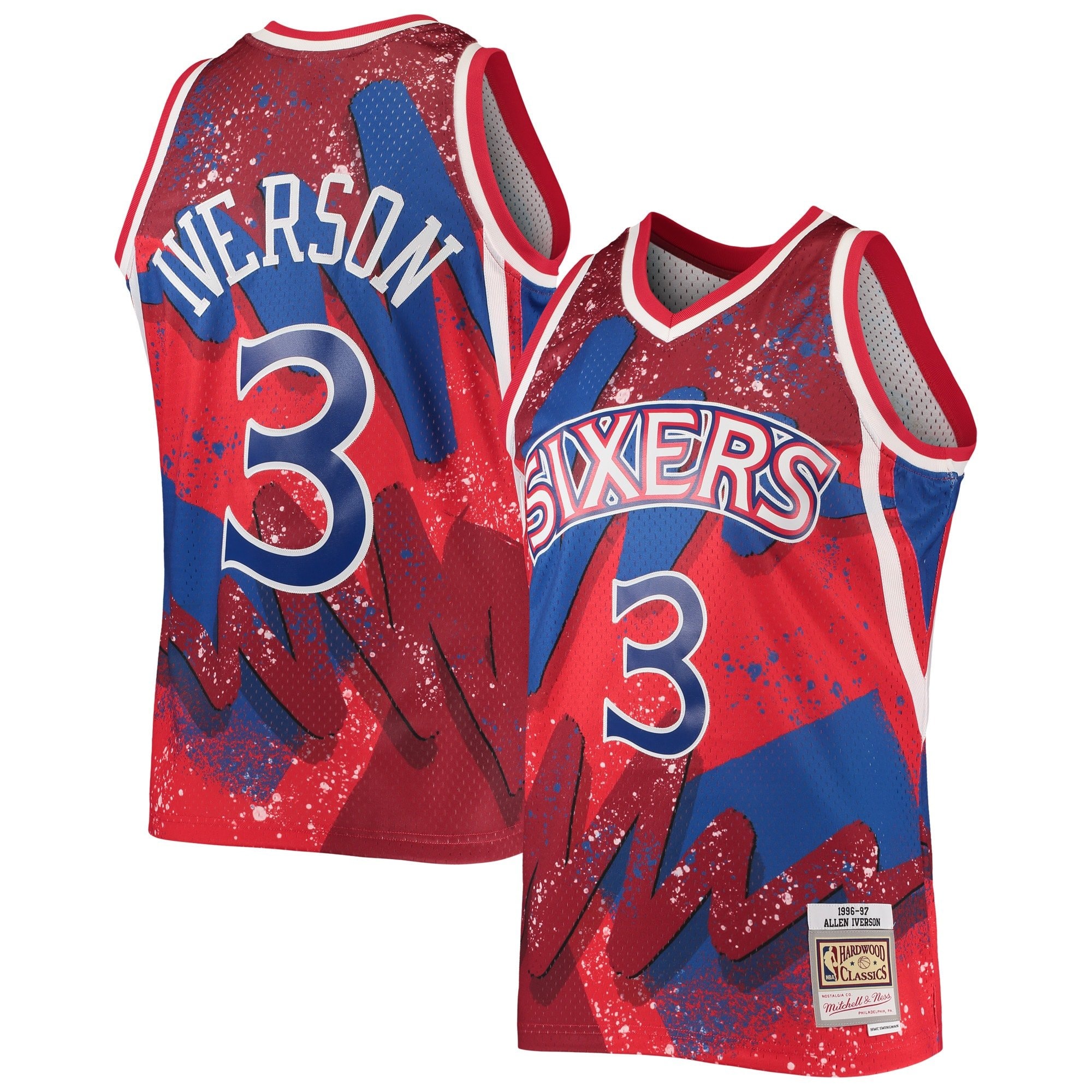 Men's Mitchell & Ness Allen Iverson Red Philadelphia 76ers 1996/97 Hardwood Classics Swingman Jersey