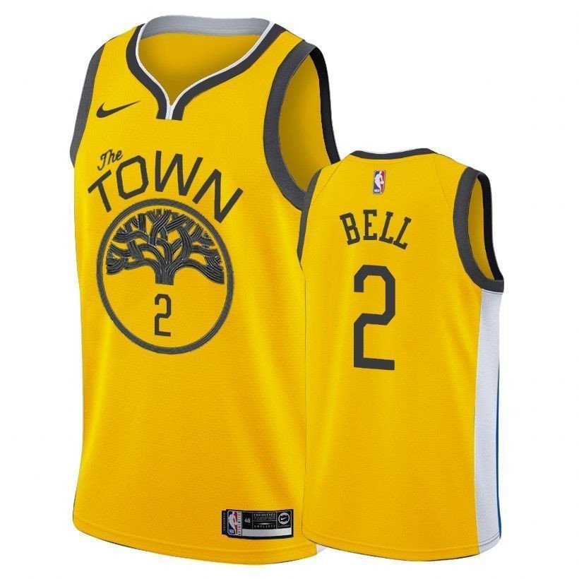 Men's Warriors Jordan Bell 2 Earned Edition Gold Jersey Multicolor S-3XL