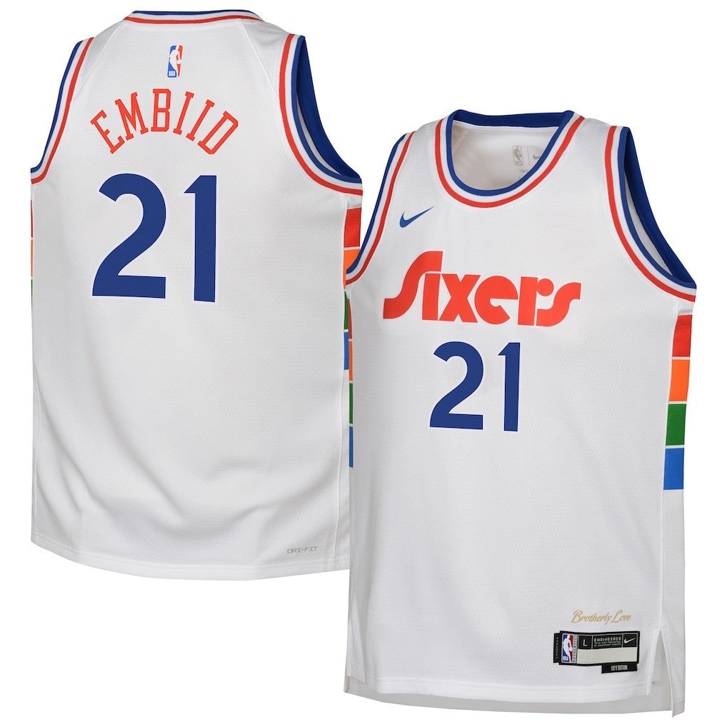Joel Embiid 21 Philadelphia 76ers Youth City Edition Swingman Jersey White
