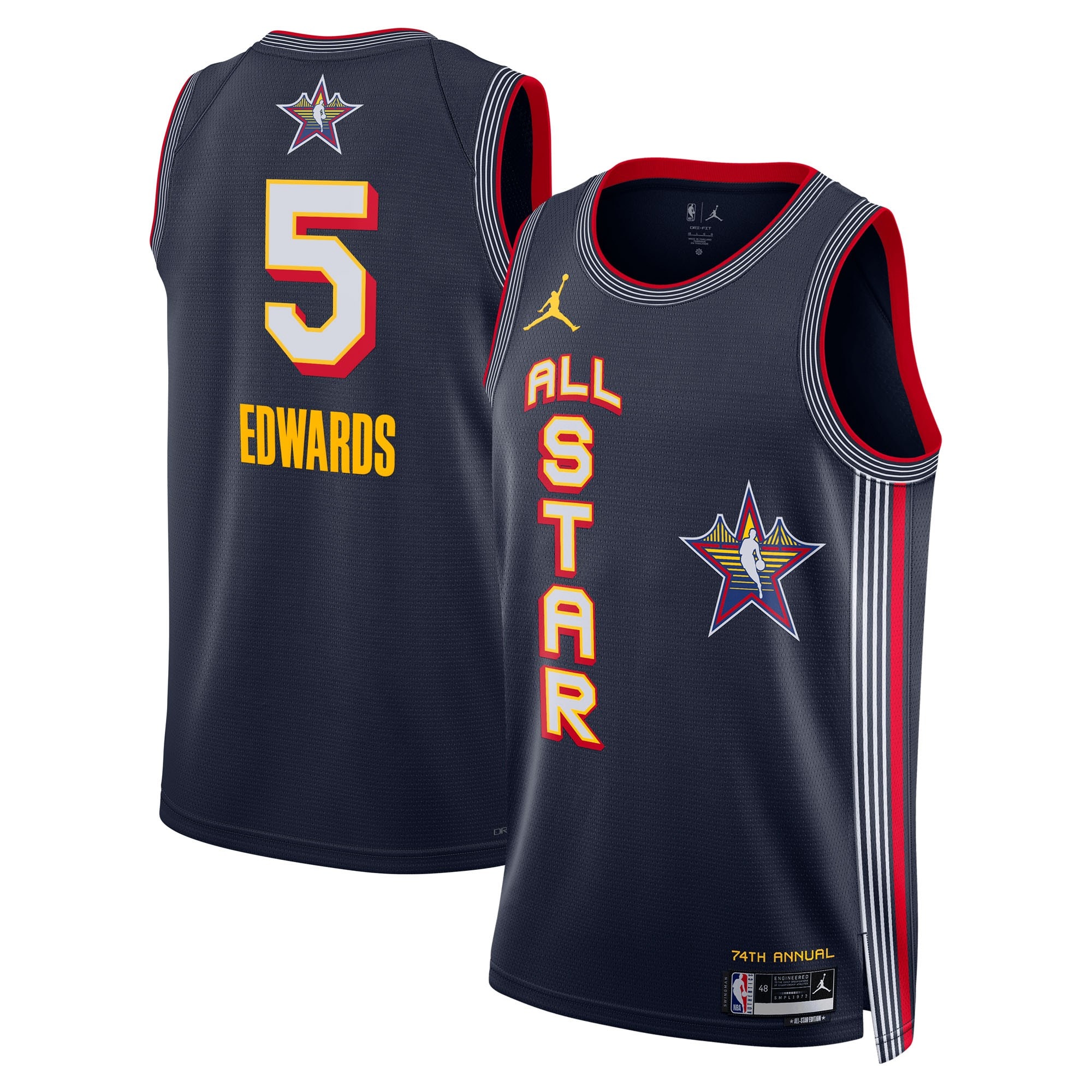 NBA All Star 2025 Swingman Jersey Navy Anthony Edwards Unisex