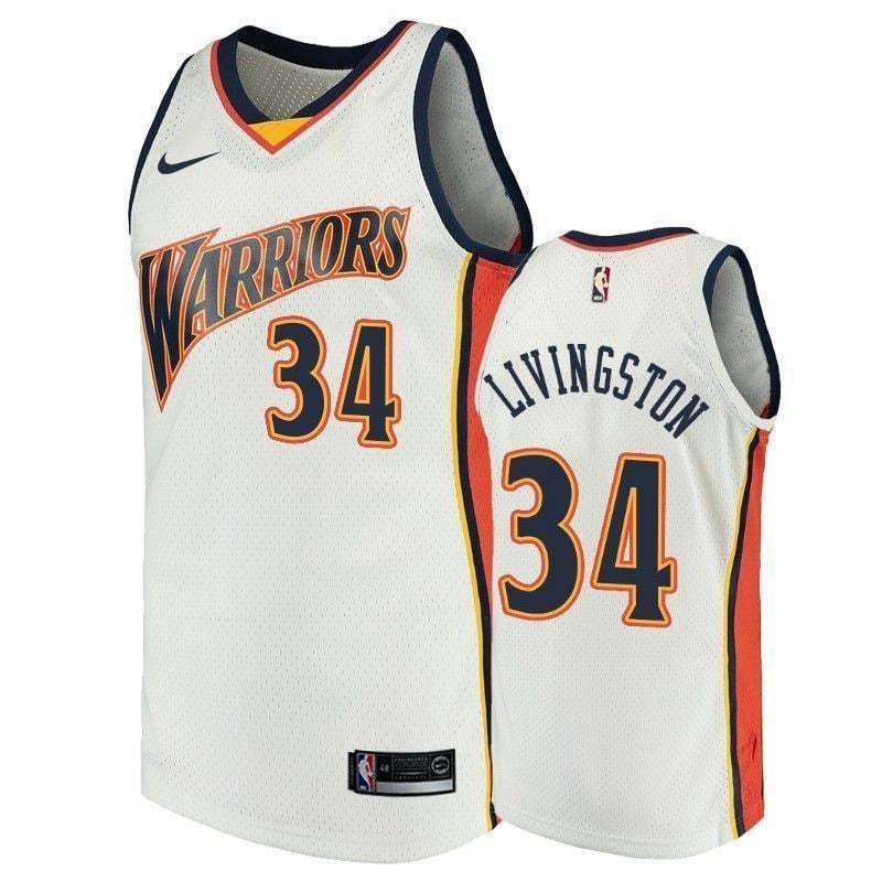 Men's Golden State Warriors Shaun Livingston #34 White Throwback Basketball Jersey