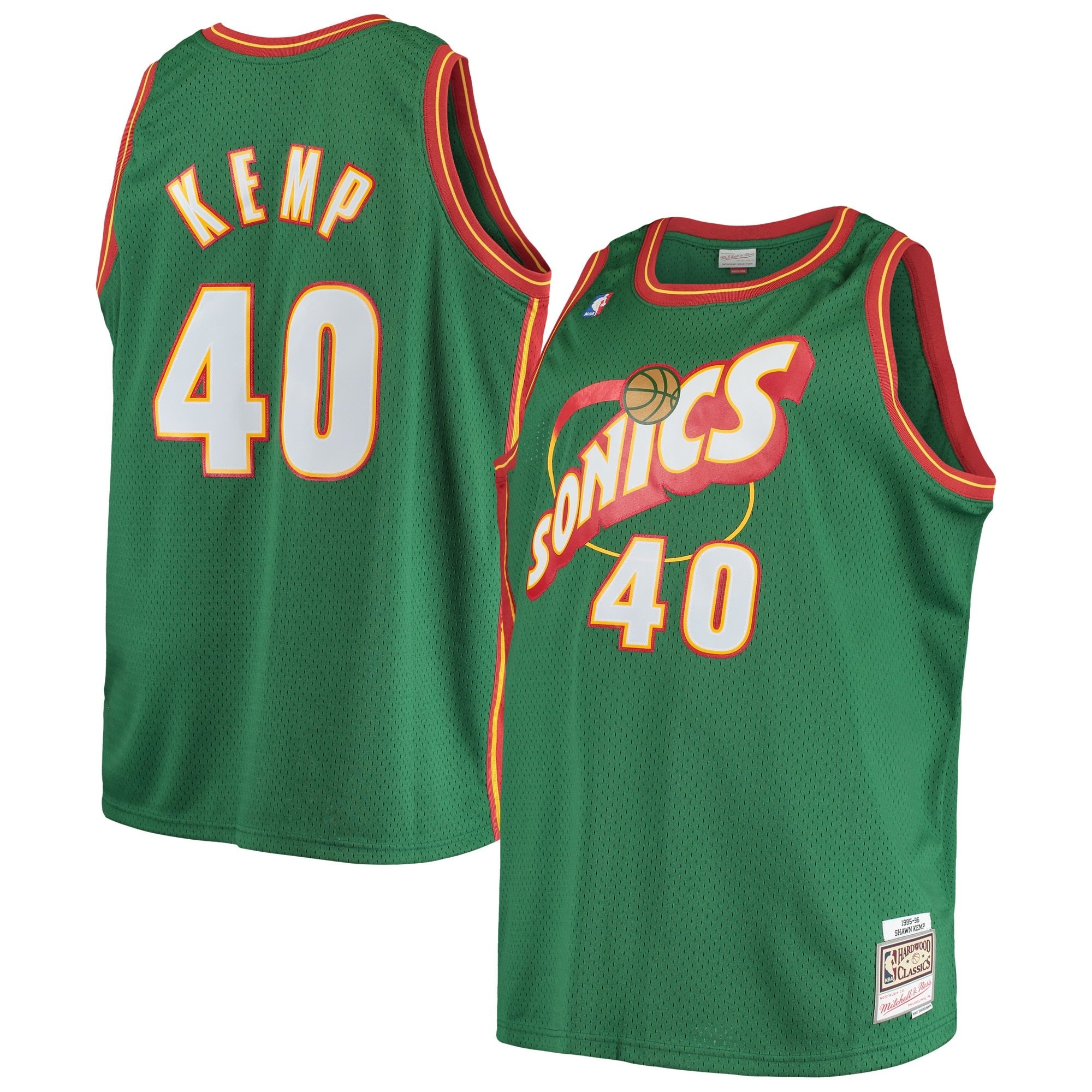 Men's Mitchell & Ness Shawn Kemp Green Seattle SuperSonics Big & Tall Hardwood Classics Jersey