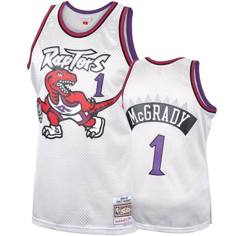 Men's Toronto Raptors Tracy McGrady Hardwood Classics Platinum Jersey