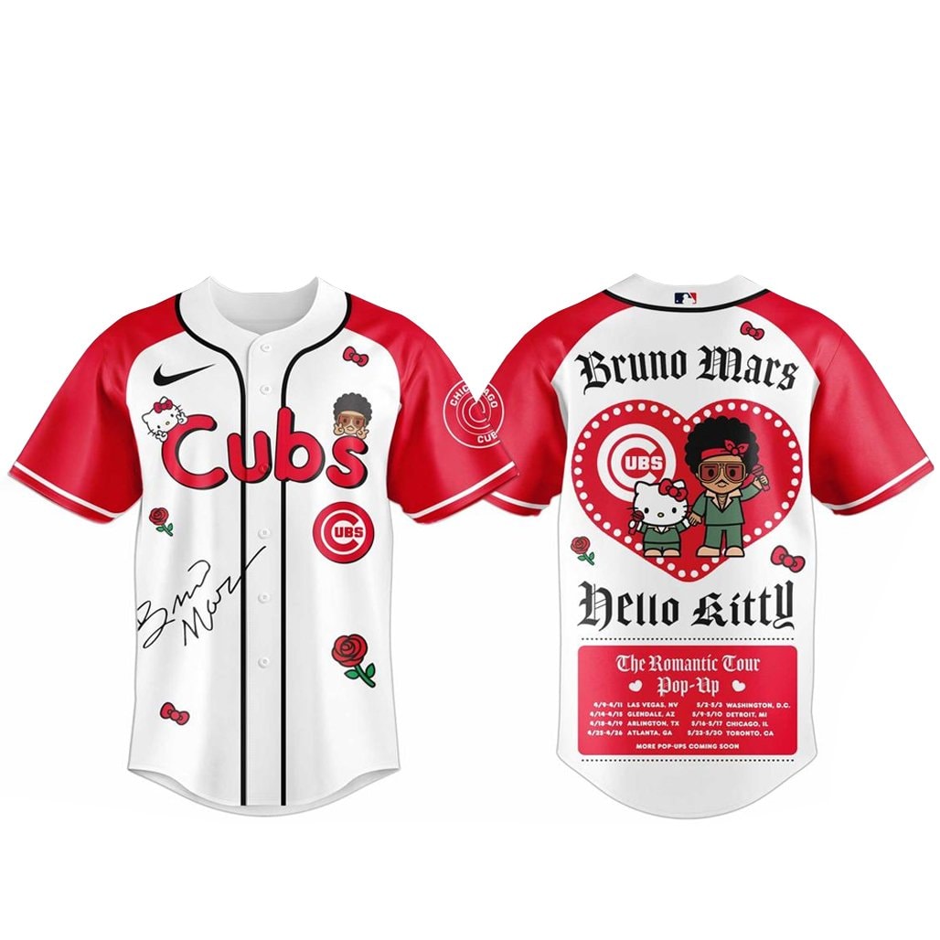 Baseball Team Bruno Mars x Hello Kitty 2026 The Romantic Tour Baseball Jersey