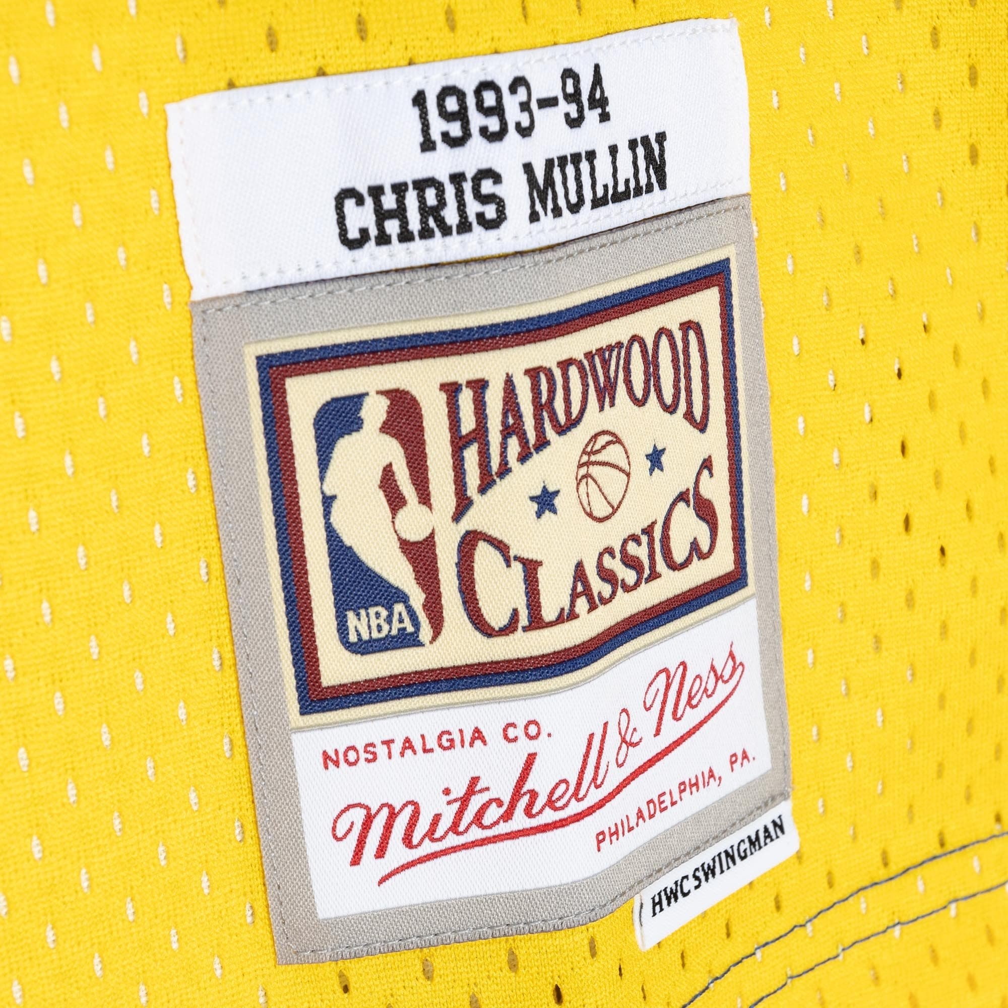 Men's Mitchell & Ness Chris Mullin Royal Gold Golden State Warriors 1993/94 Hardwood Classics Split Swingman Jersey