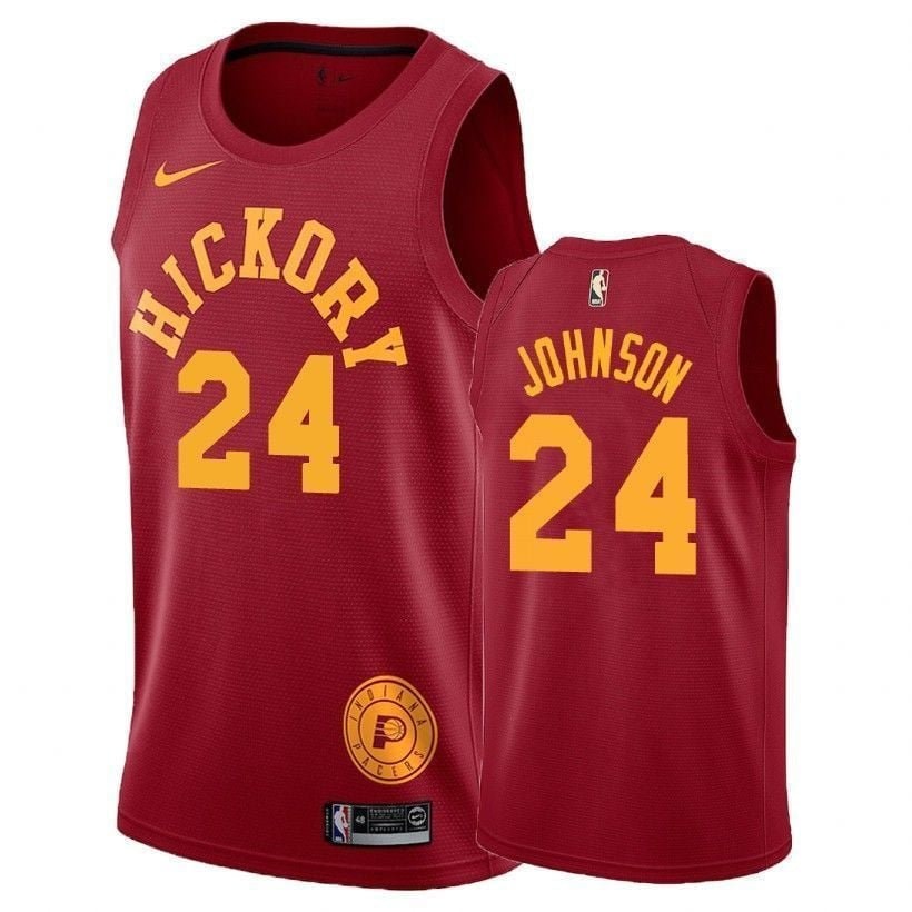 Men's Pacers Alize Johnson 24 Hardwood Classics Red Basketball Jersey