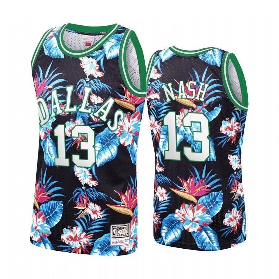 Men's Dallas Mavericks Steve Nash 13 Floral Fashion Jersey Multicolor S-3XL