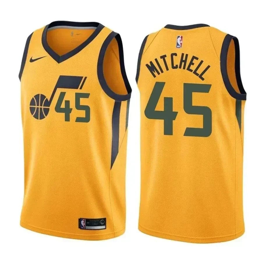 Men's Basketball Team Male Donovan Mitchell 45 Statet Yellow Jersey