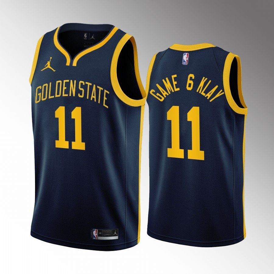 Klay Thompson 11 Game 6 Klay Basketball Team Navy Jersey Statement