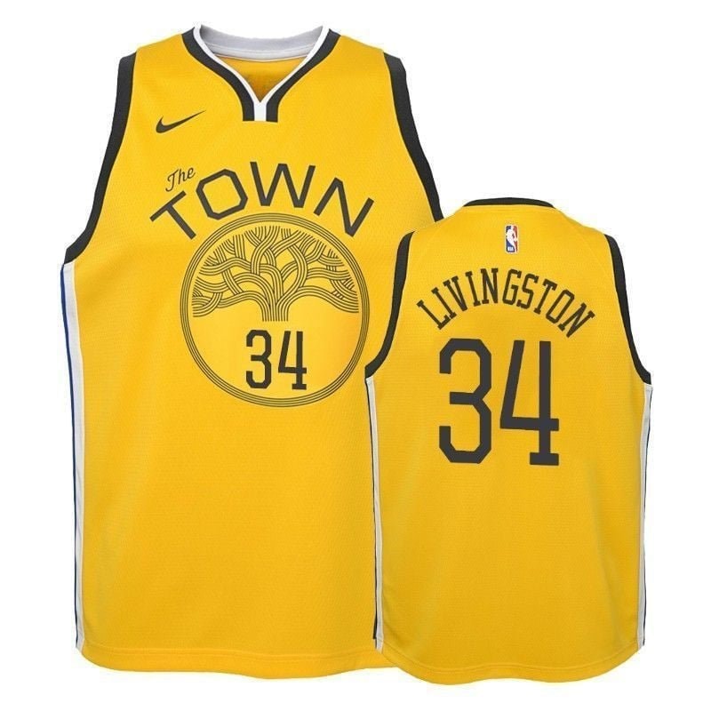 Youth Warriors Shaun Livingston #34 Earned Yellow Basketball Jersey Unisex S-3XL