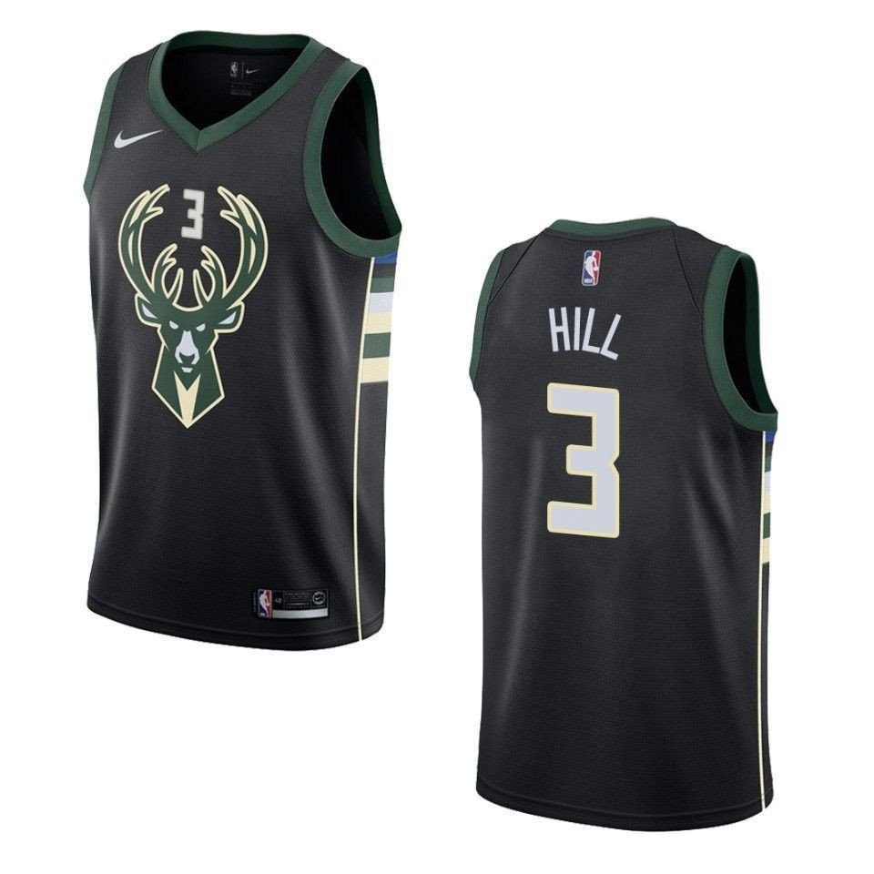 Men's Milwaukee Bucks George Hill Statement Swingman Jersey Black Multi Color