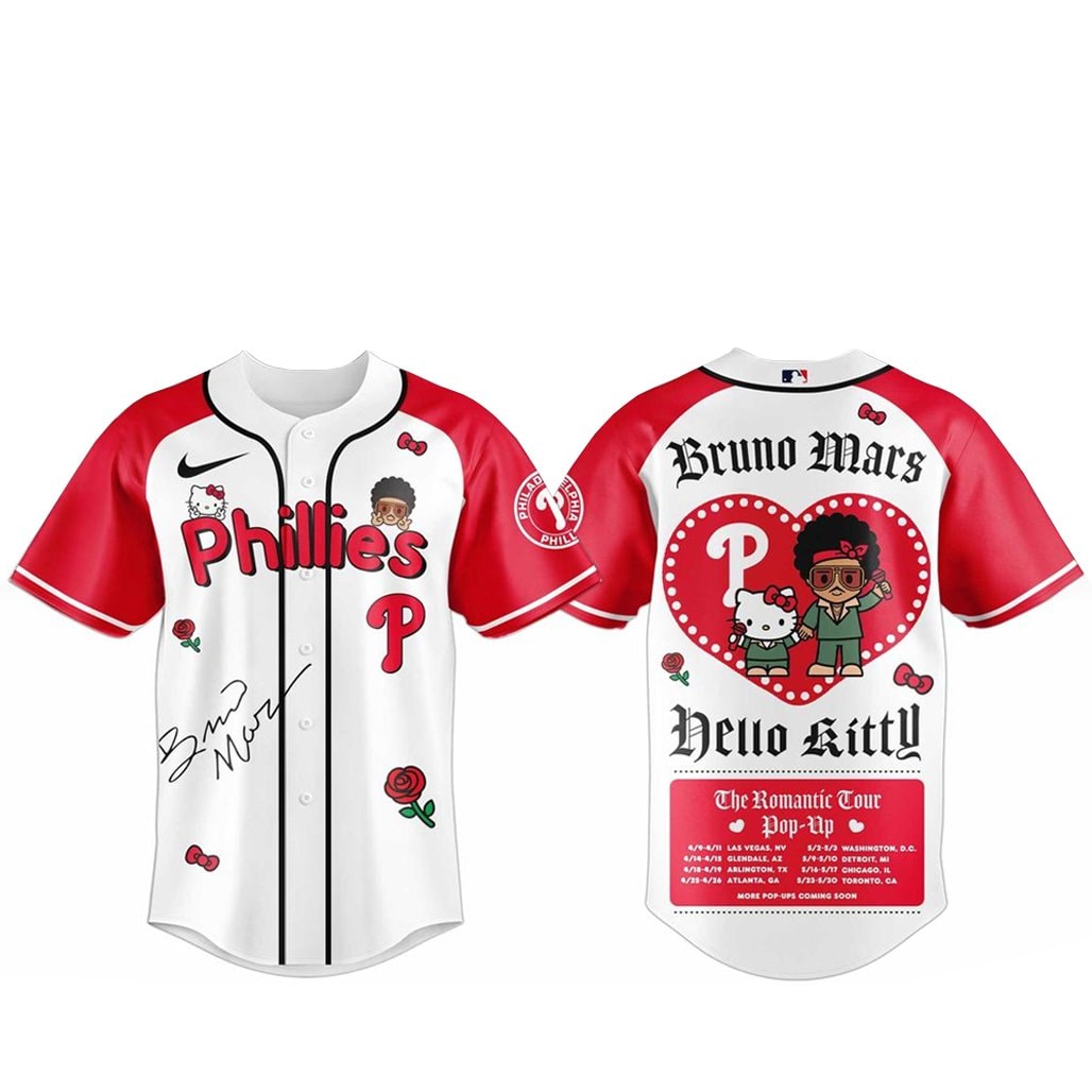 Baseball Team Bruno Mars x Hello Kitty 2026 The Romantic Tour Baseball Jersey