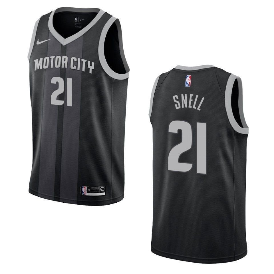Men's Detroit Pistons Tony Snell #21 City Swingman Jersey Black Multi Color