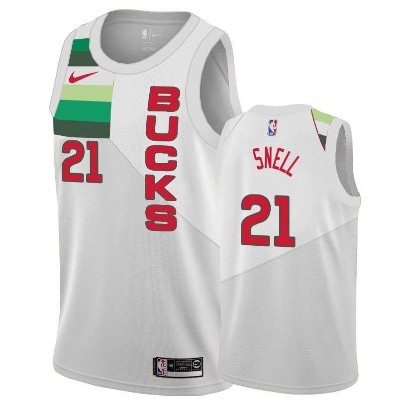Men's Bucks Tony Snell 21 Earned Edition White Basketball Jersey