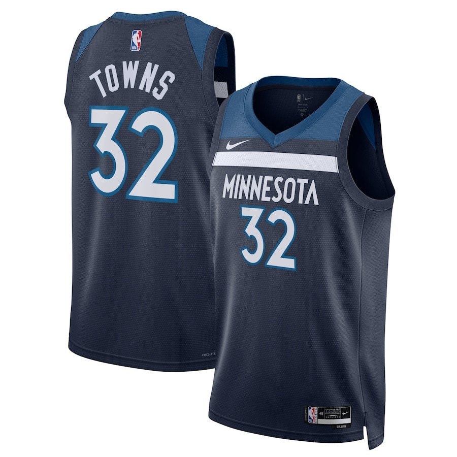 Karl-Anthony Towns 32 Minnesota Timberwolves Unisex Swingman Jersey Icon Edition Navy
