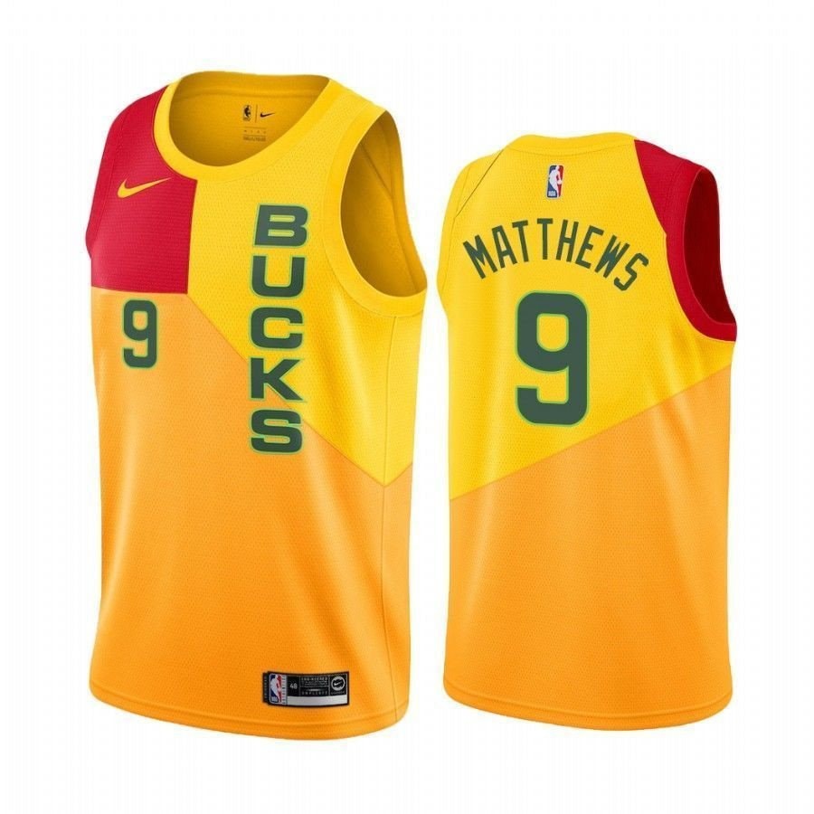 Milwaukee Bucks Wesley Matthews 9 City Men's Jersey - Multicolor 100% Polyester Unisex