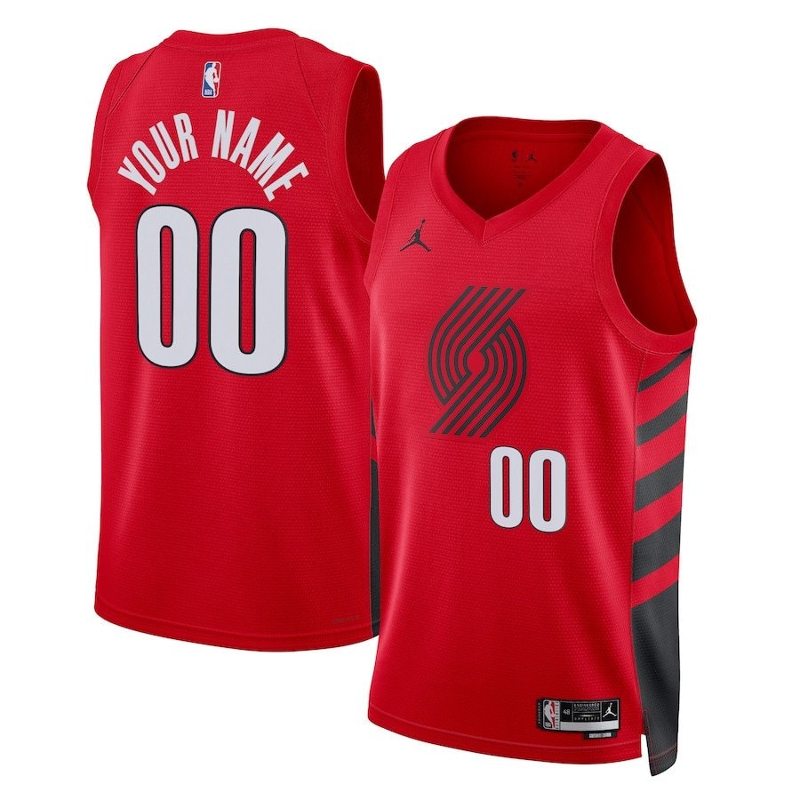 Portland Trail Blazers 2023/24 Statement Swingman Custom Men Jersey Red Multicolor