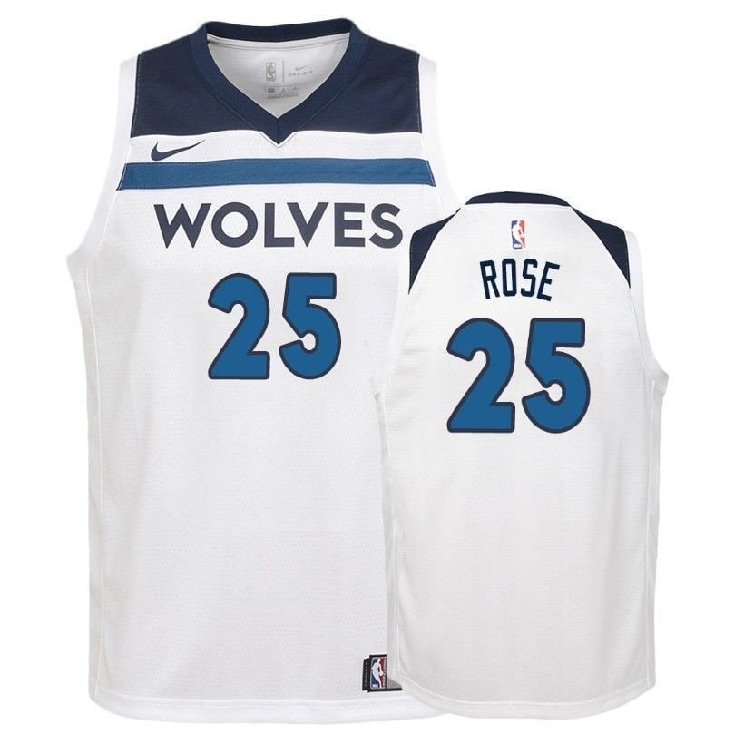 Youth Timberwolves Derrick Rose 25 Association White Jersey - Unisex