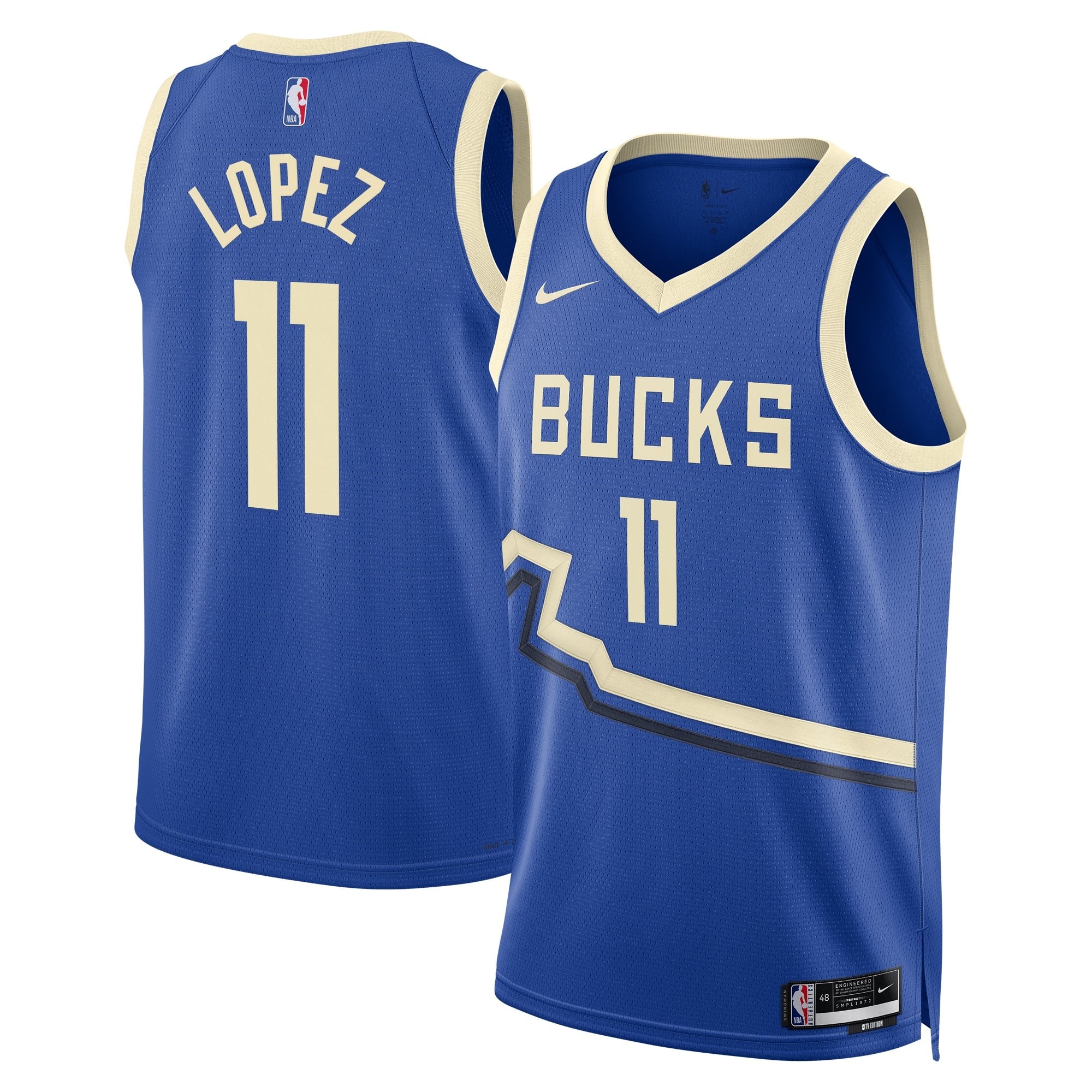 Milwaukee Bucks City Edition Swingman Jersey 2024 Royal Brook Lopez Unisex