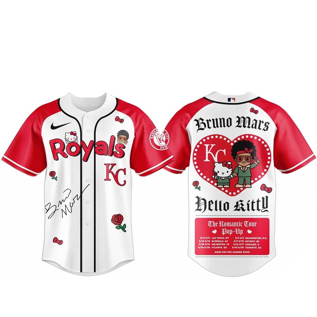 Baseball Team Bruno Mars x Hello Kitty 2026 The Romantic Tour Baseball Jersey