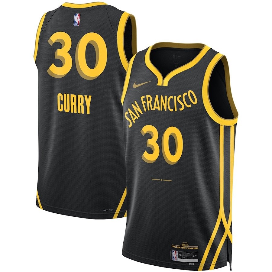 Stephen Curry 30 Golden State Warriors 2023/24 City Edition Swingman Jersey Black Multicolor