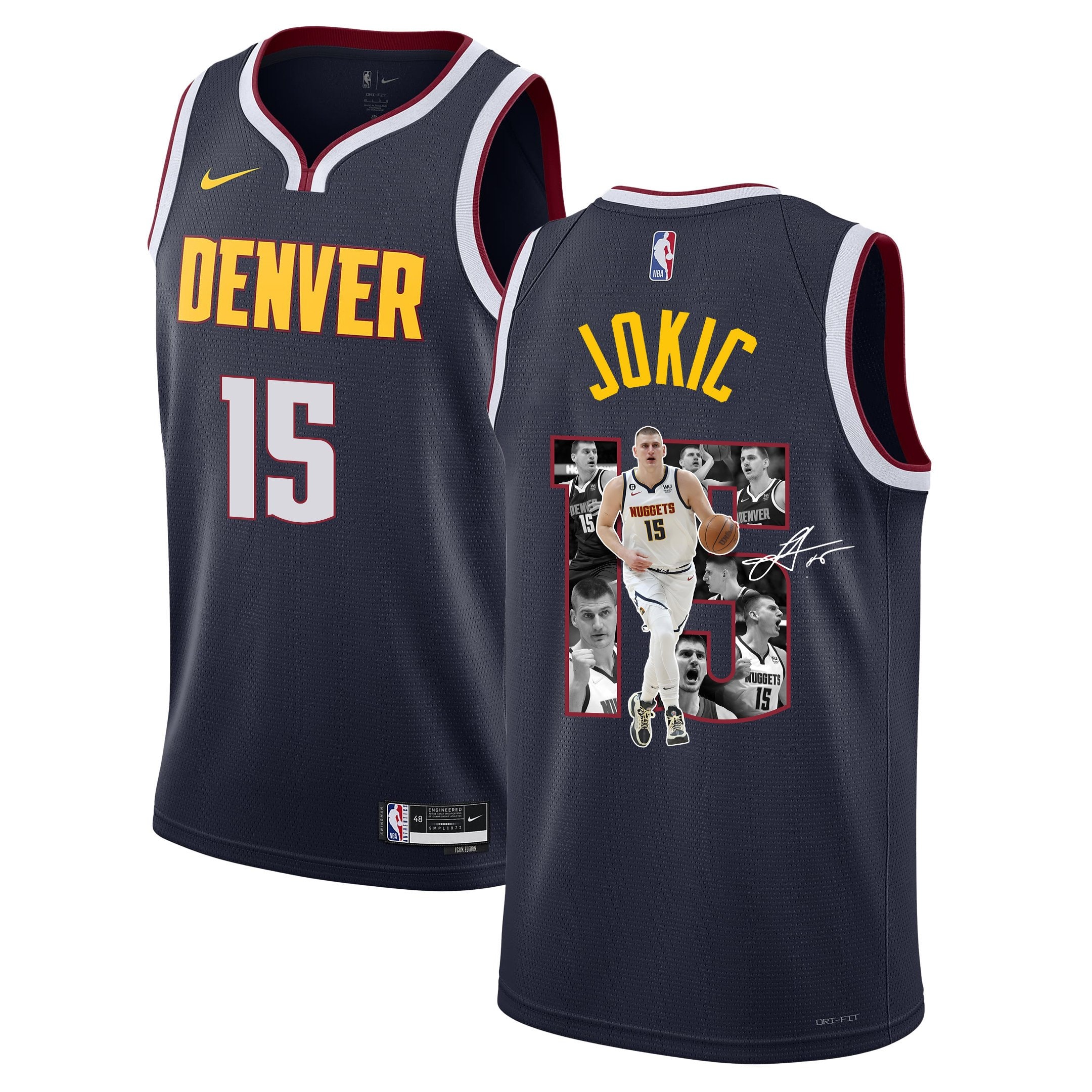 Nikola Jokic 15 Basketball Team Unpredictable Superstar 2023 Basketball Champions Swingman Jersey - Black