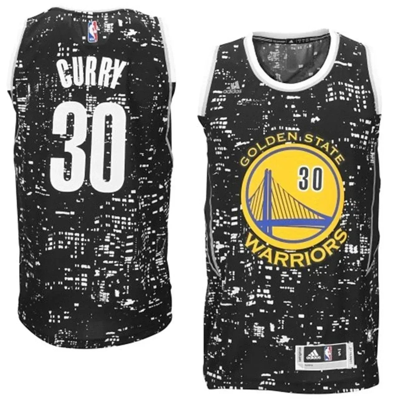 Men's Stephen Curry Golden State Warriors #30 Black City Lights Swingman Jersey