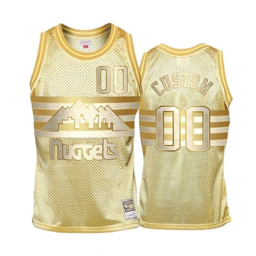Men's Custom Denver Nuggets Gold Midas Sm Jersey S-3XL Multicolor Polyester