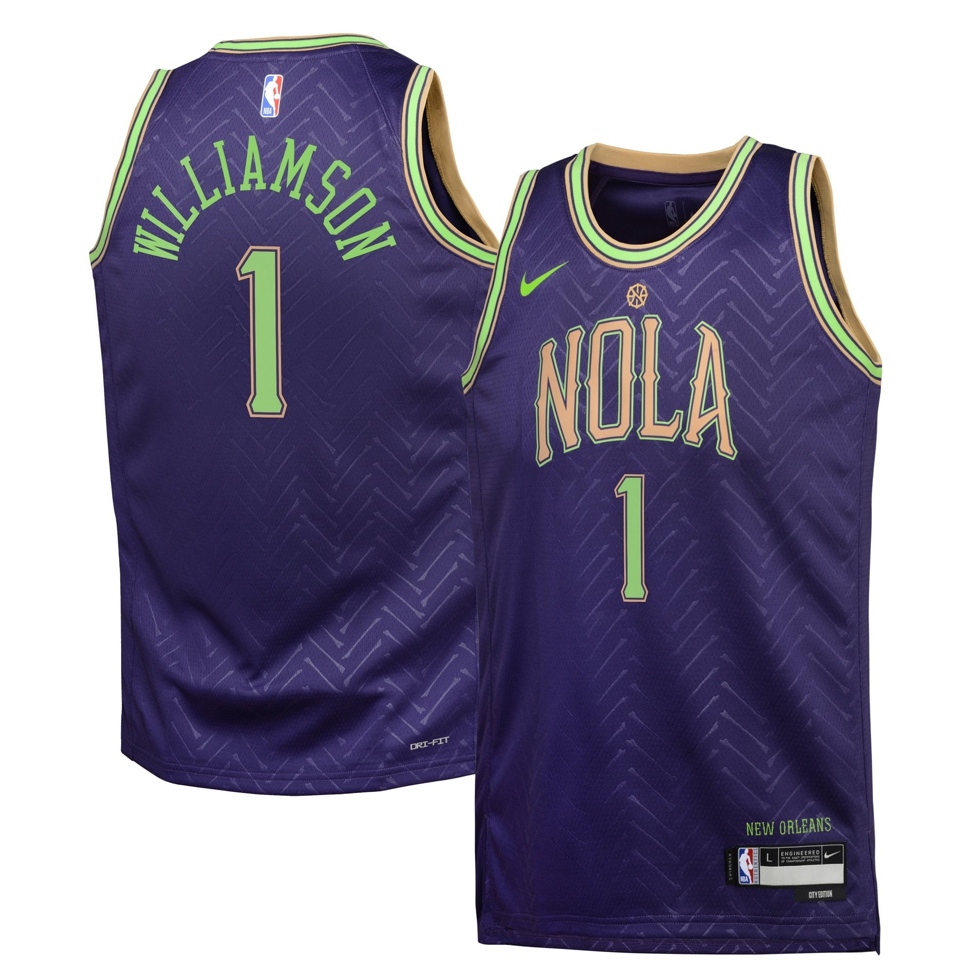 New Orleans Pelicans City Edition Swingman Jersey 2024 Purple Zion Williamson Youth