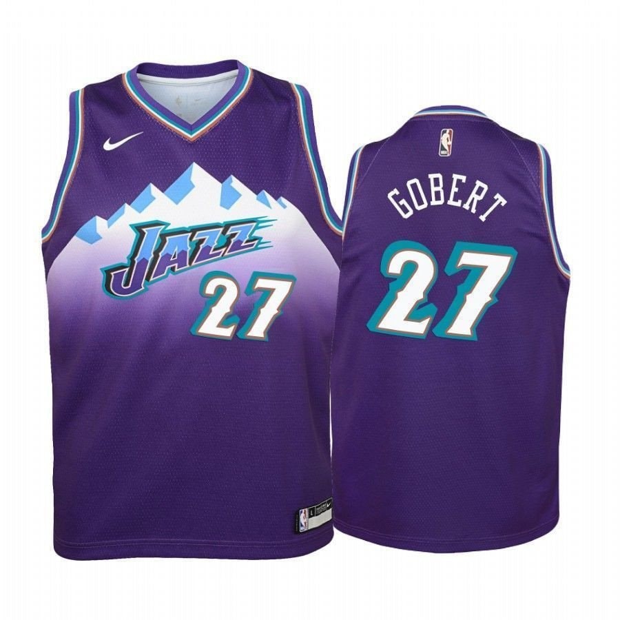 Youth Rudy Gobert Utah Jazz Hardwood Classics Jersey Purple Multicolor