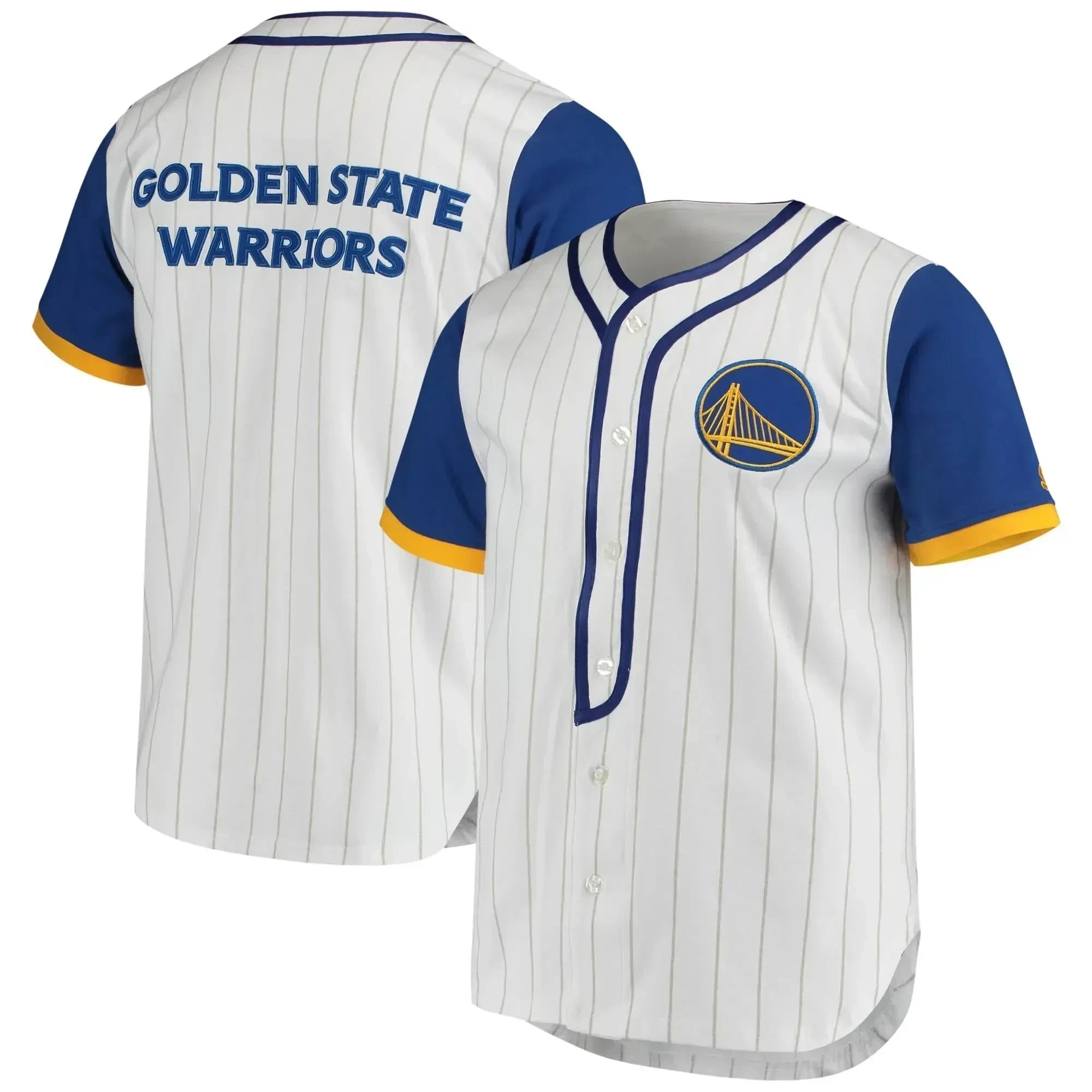 Men's White Golden State Warriors Scout Baseball Fashion Jersey S-3XL