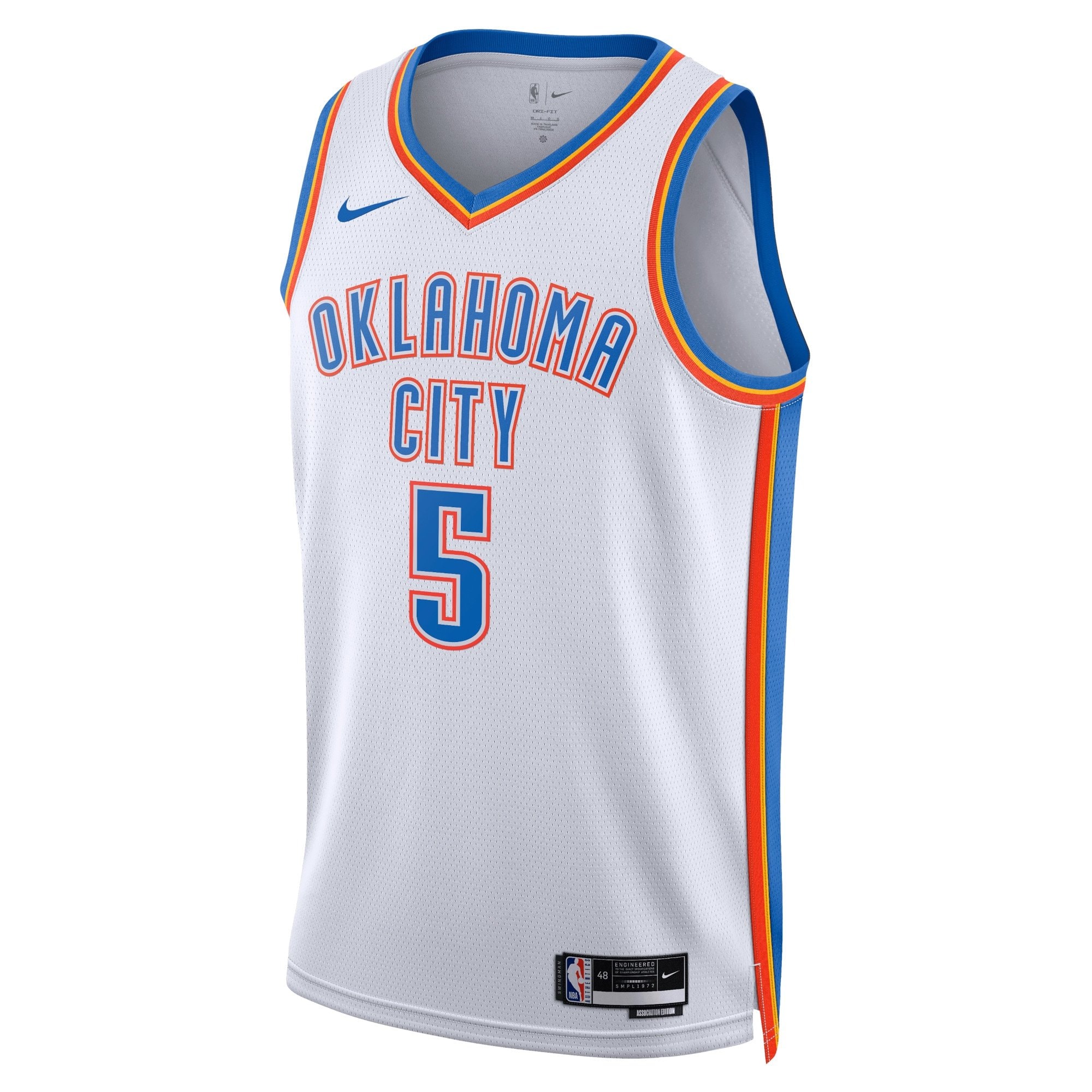 Oklahoma City Thunder Association Edition Swingman Jersey White Luguentz Dort Unisex