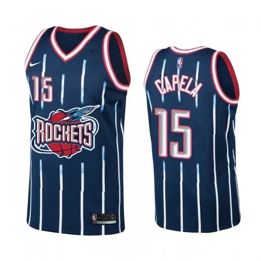 Men's Houston Rockets Clint Capela #15 Navy Hardwood Classics Jersey