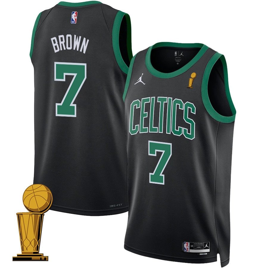 Jaylen Brown 7 Boston Celtics 2024 Finals Champions Swingman Jersey Statement Edition Black